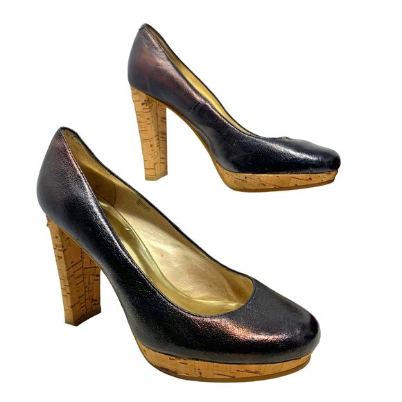 MICHAEL Michael Kors Nash Black Leather Cork Platform Pumps - Picture 11 of 11